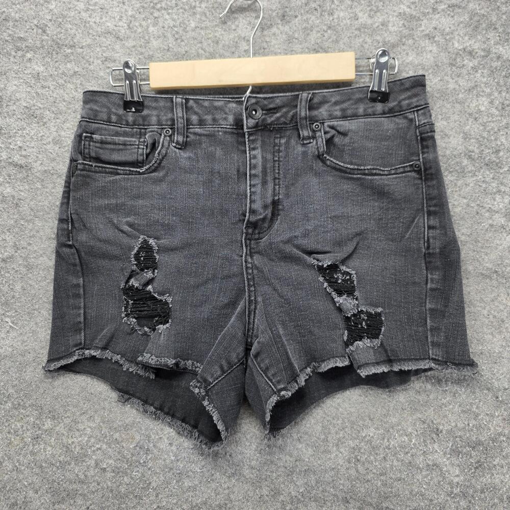 Blackheart Shorts Juniors 5 Gray Cutoff Denim Distressed Fringe Stretch 3 Inseam